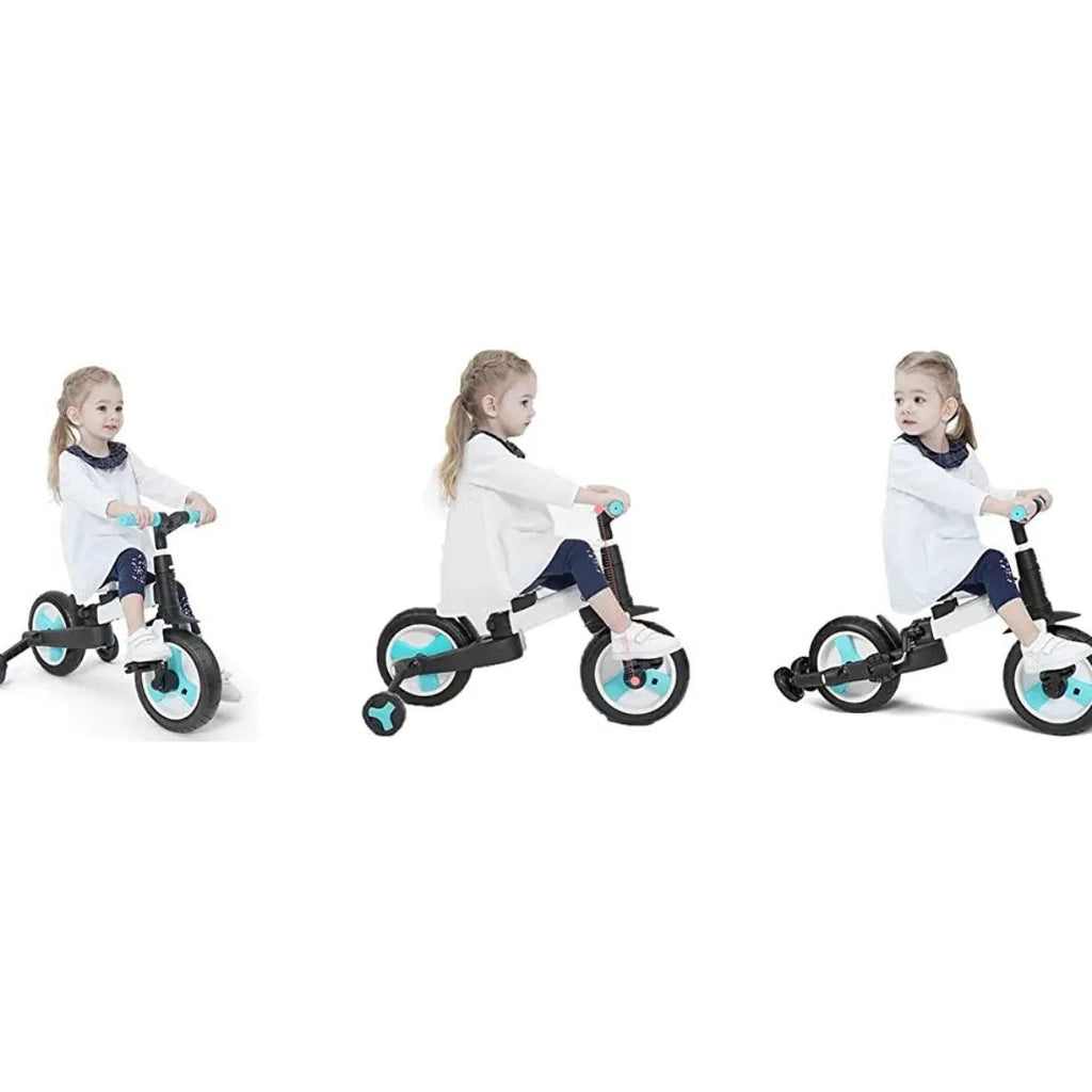 Peekaboo 12-Inch Foldable Balance Bike with 4 Wheels Blue/Black Age- 4 Years & Above