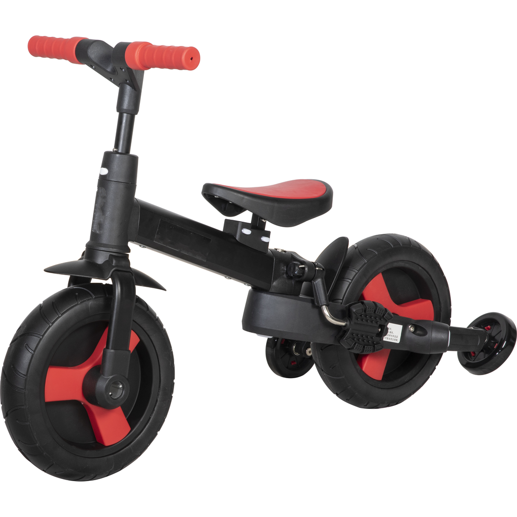 Peekaboo 12-Inch Foldable Balance Bike with 4 Wheels Red/Black Age- 4 Years & Above