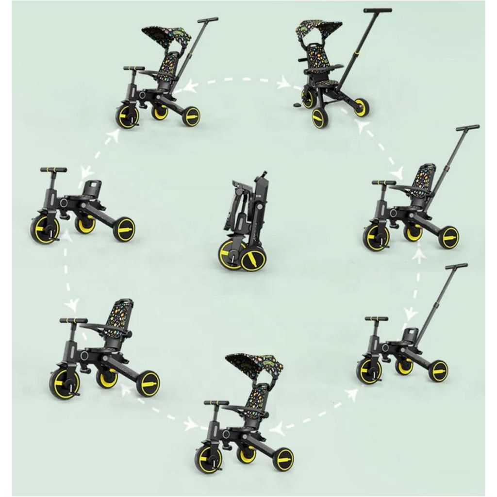 Peekaboo 3-in-1 Xplore Tricycle with Canopy Blue/Black Age- 18 Months to 5 Years