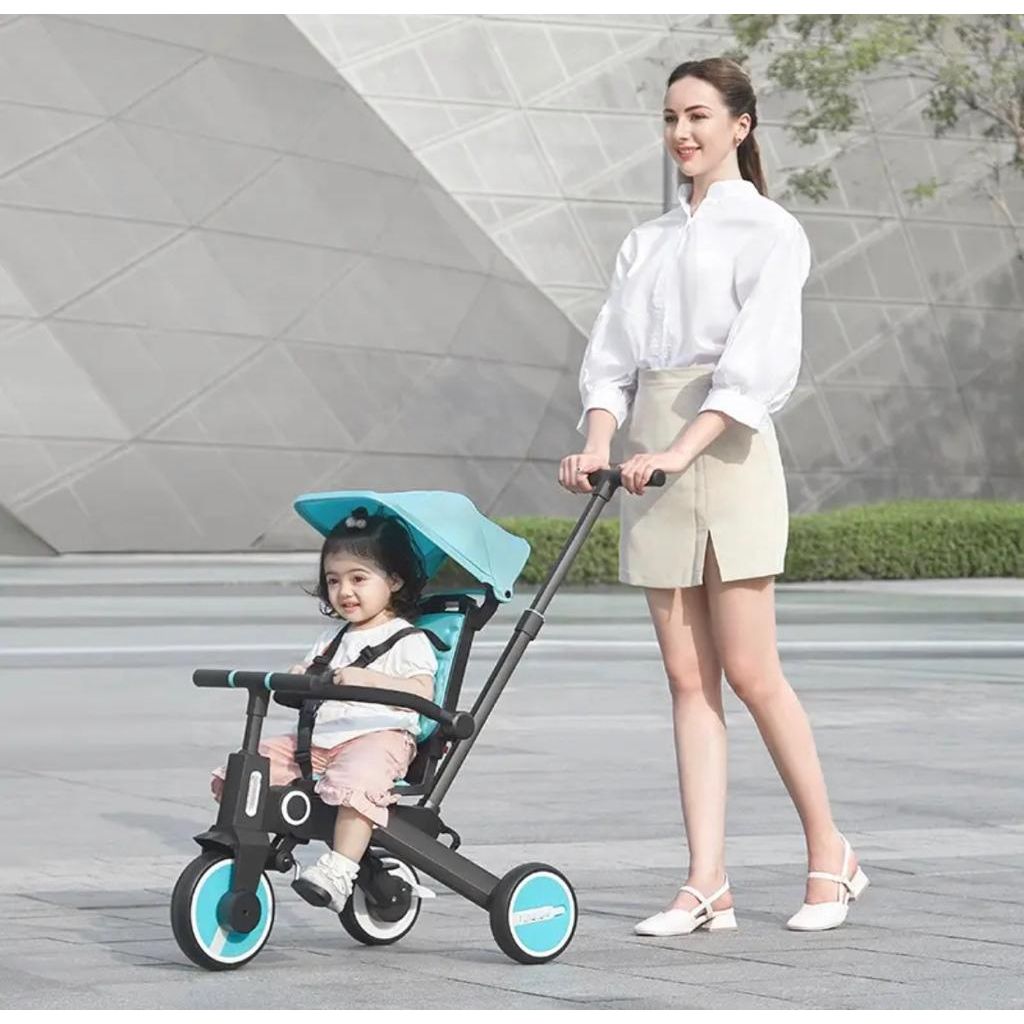 Peekaboo 3-in-1 Xplore Tricycle with Canopy Blue/Black Age- 18 Months to 5 Years