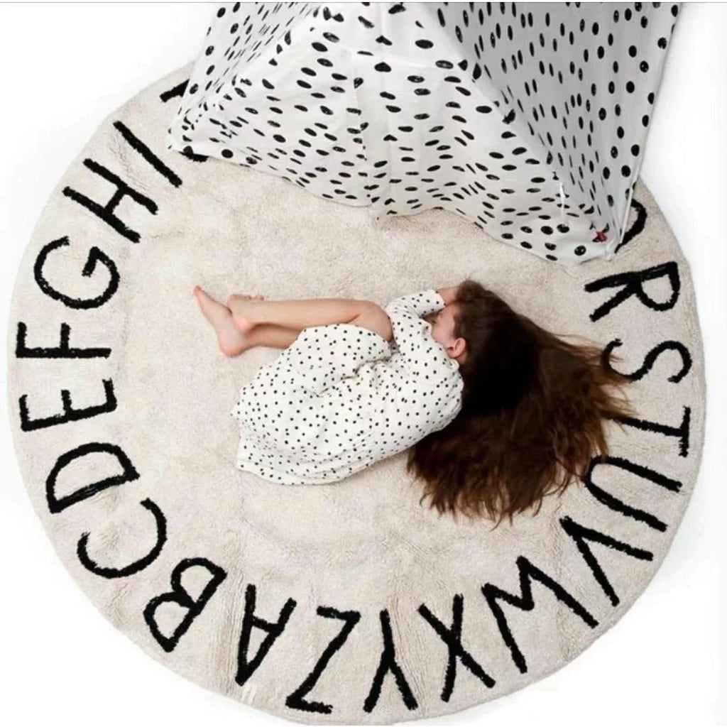  Peekaboo 3D Alphabet Round Carpet/ Baby Play Mat (200 cm Diameter) Black/Beige Age Newborn & Above