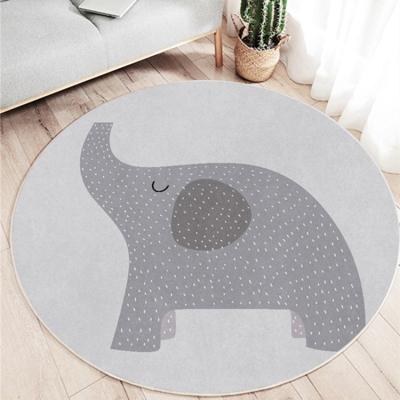 Peekaboo 3D Animal Round Carpet/ Baby Play Mat Elephant (100 cm Diameter) Grey Age- Newborn & Above