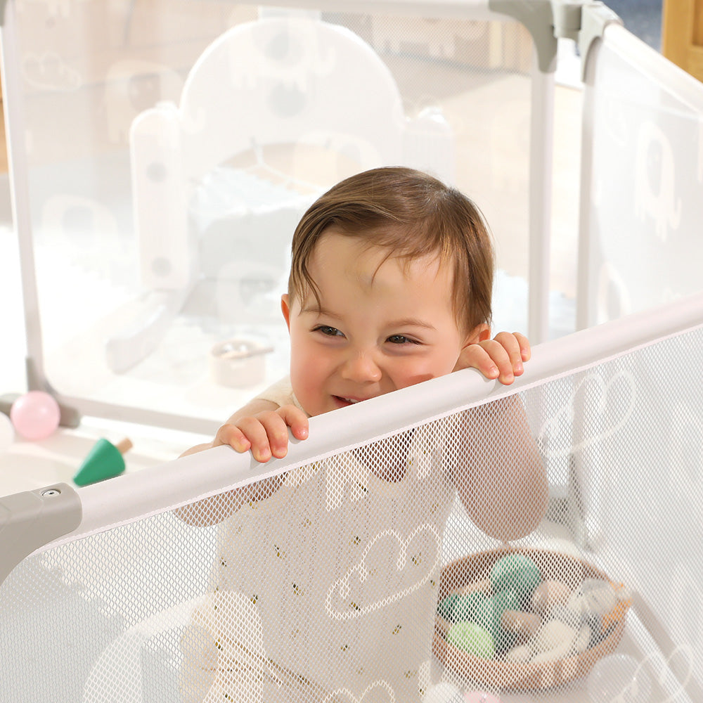Peekaboo 6 Panel  Kids Portable & Foldable Playpen Grey Age- 3 Months & Above
