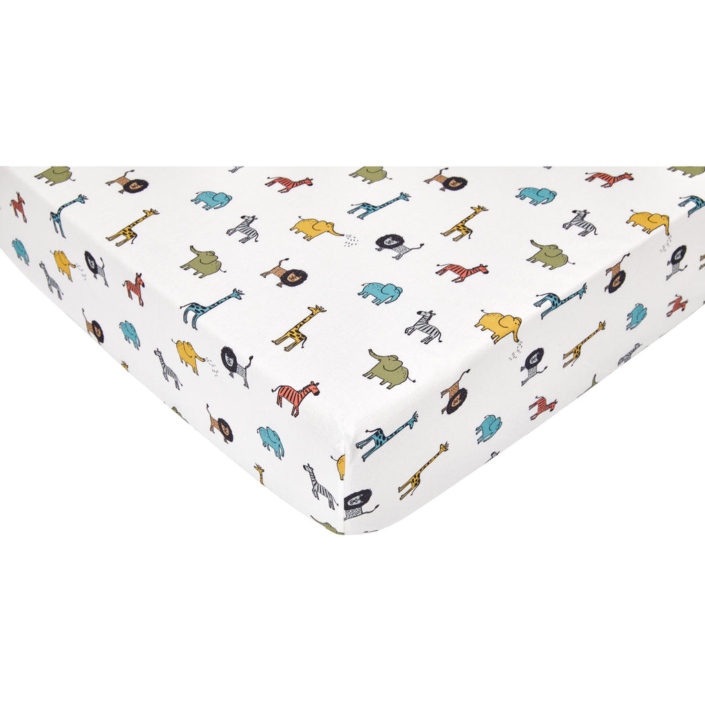 Peekaboo Animal Party Themed 3-Piece Toddler/Crib Cotton Bedding Set White Age- 18 Months to 5 Years 
