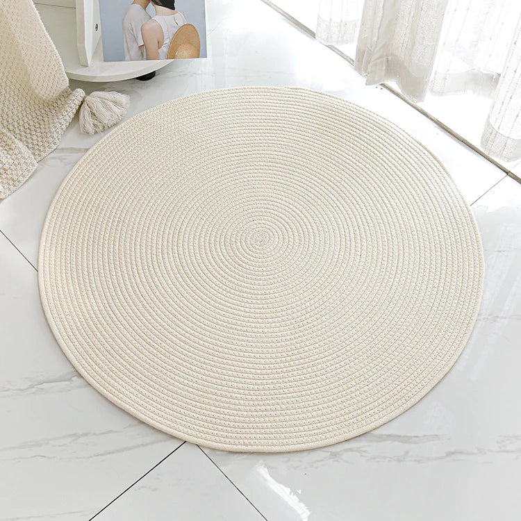  Peekaboo Hand Woven Natural Jute Carpet/ Baby Play Mat (200 cm Diameter) Natural Cream