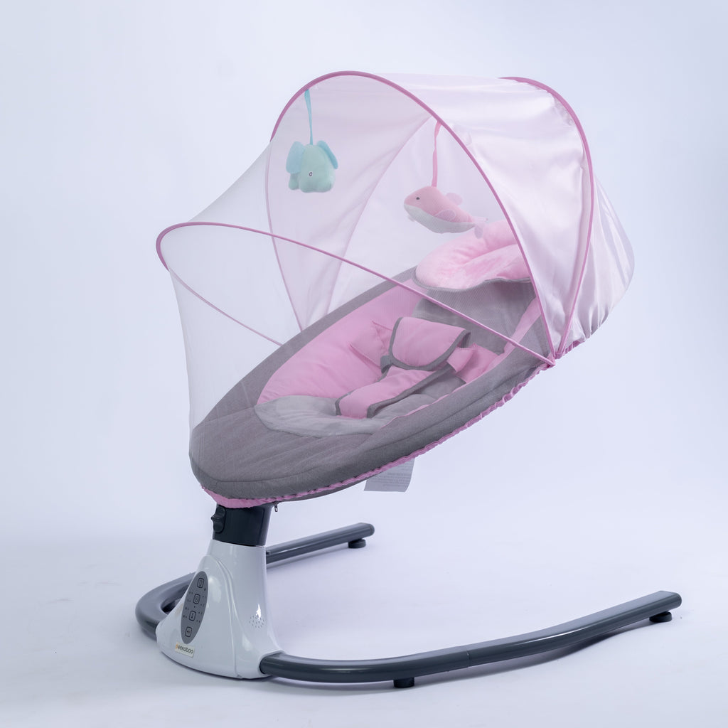 Peekaboo Musical Electric Baby Swing/Rocker with Mosquito Net Pink Age- Newborn & Above