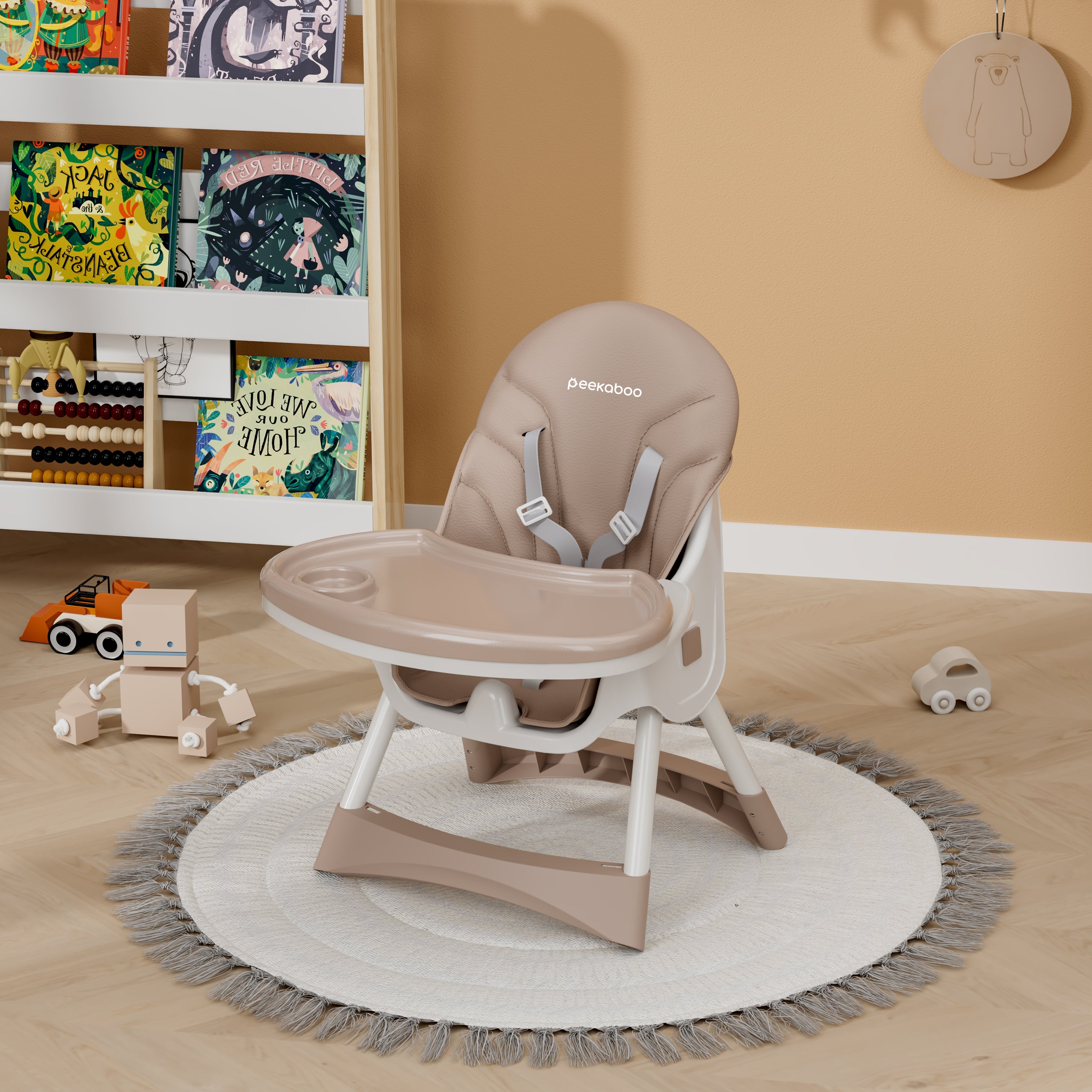 Peekaboo Premium 3 in 1 Comfy High Chair Beige Sand Age- 6 Months to 4 Years