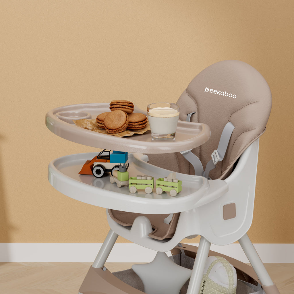 Peekaboo Premium 3 in 1 Comfy High Chair Beige Sand Age- 6 Months to 4 Years