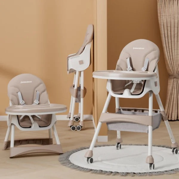 Peekaboo Premium 3 in 1 Comfy High Chair Beige Sand Age- 6 Months to 4 Years