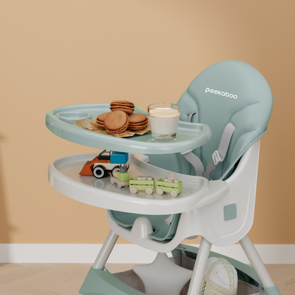 Peekaboo Premium 3 in 1 Comfy High Chair Mint Green Age- 6 Months to 4 Years
