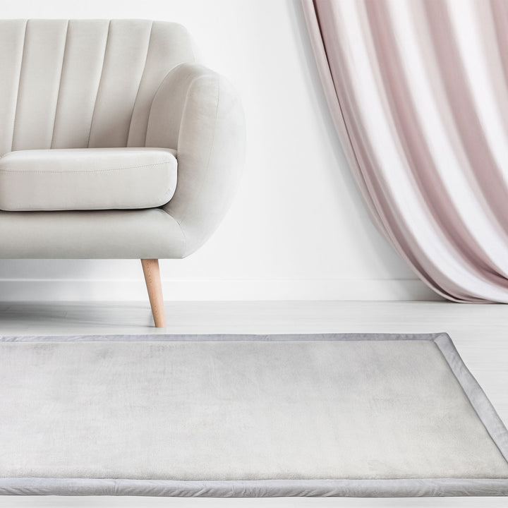 Peekaboo Tatami Fleece Rectangular Carpet/ Baby Play Mat (140 x 200 cm) Light Grey Age- Newborn & Above