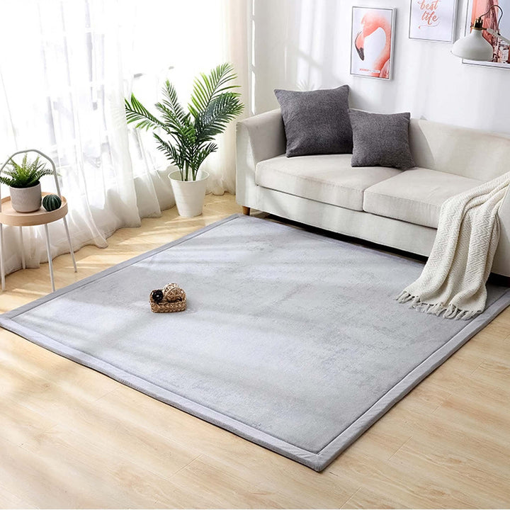 Peekaboo Tatami Fleece Rectangular Carpet/ Baby Play Mat (140 x 200 cm) Light Grey Age- Newborn & Above