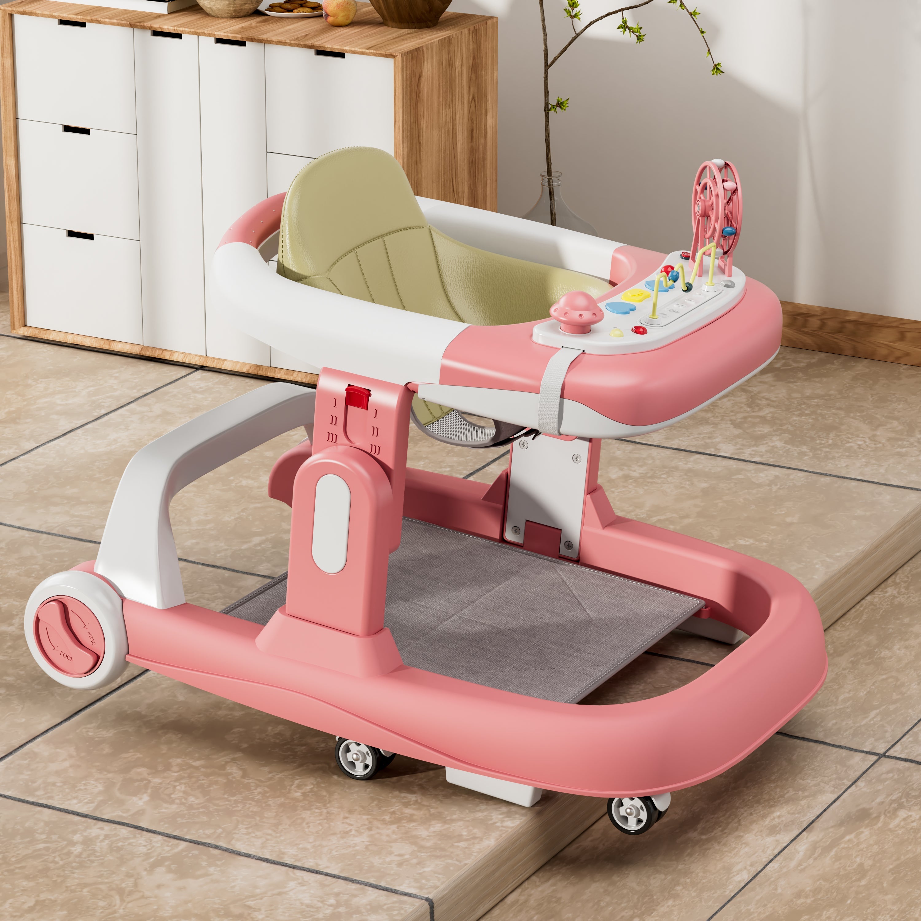 Peekaboo's 2in1 Activity Walker With 3 Level Height Adjustment Pink Age 6 Months to 3 Years
