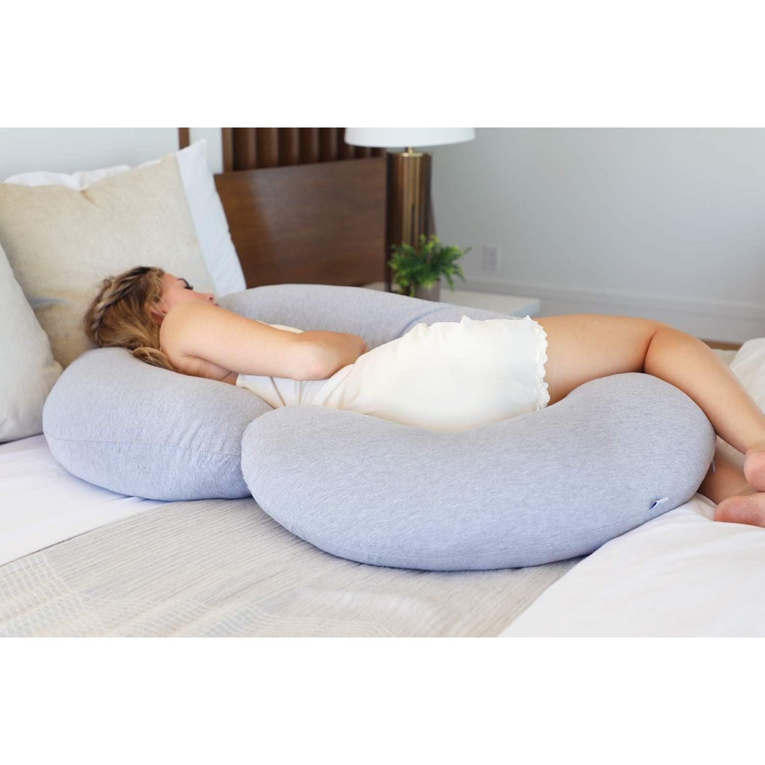 Pharmedoc C Shape Full Body Pregnancy Pillow for Moms Grey Jersey