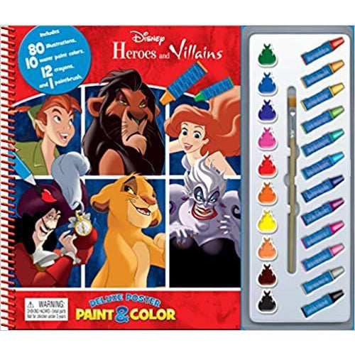 Phidal Disney Heroes And Villains Deluxe Poster Paint & Color Activity Book Age- 3 Years & Above