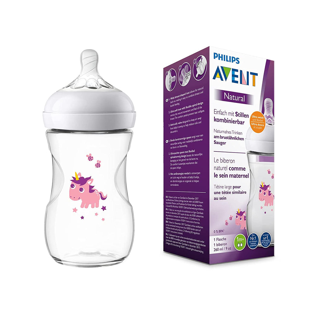 Philips Avent  Bottle Natural with Unicorn Design 260ml Age- 1 Month & Above