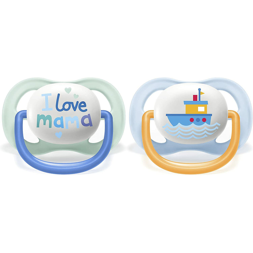 Philips Avent Ultra Air Silicone Pacifier Mama/Boat 2 Pack 0-6m