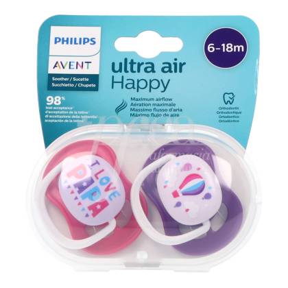 Philips Avent Ultra Air Silicone Pacifier Papa/Ballon 2 Pack 6-18m