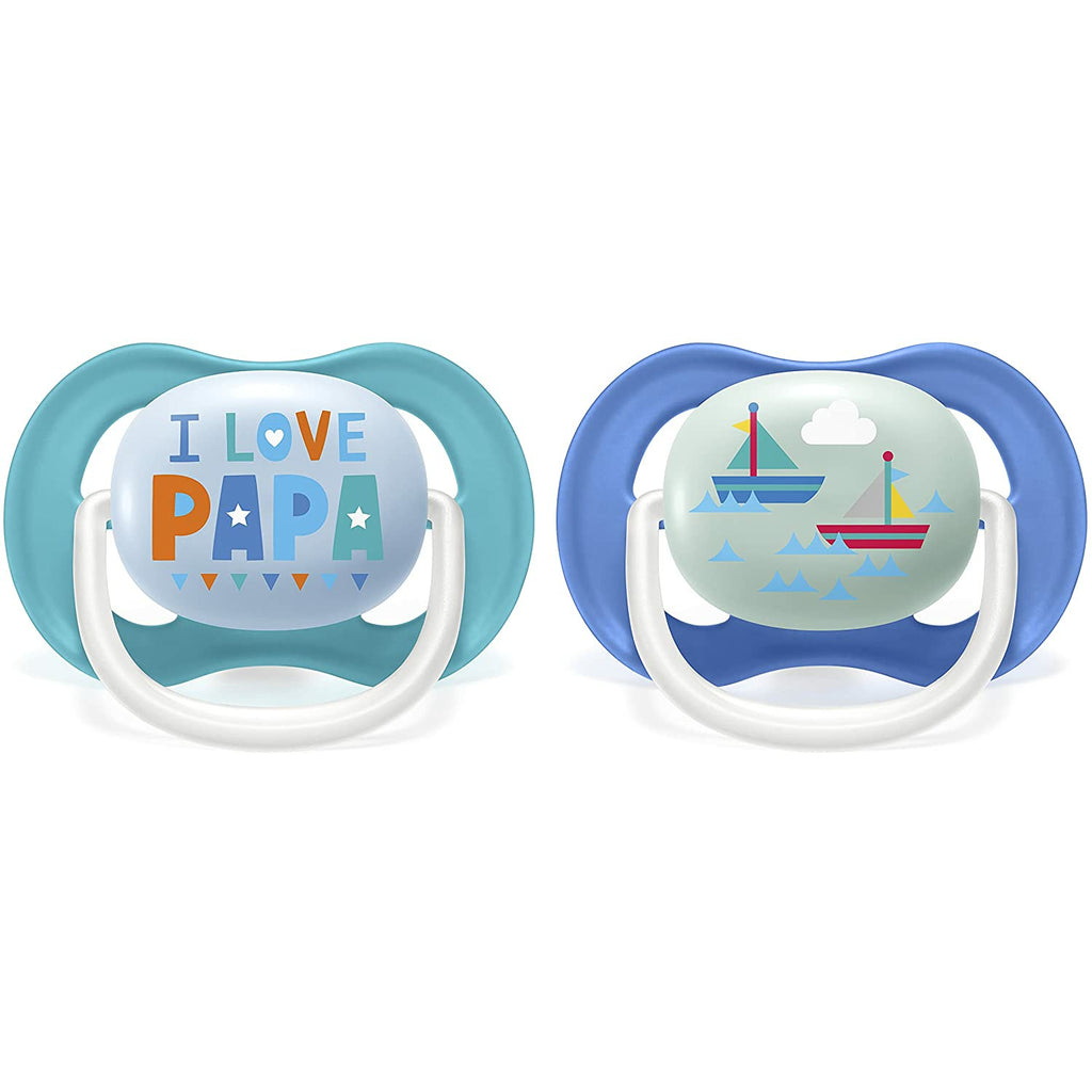Philips Avent Ultra Air Silicone Pacifier Papa/Boat 2 Pack 6-18m