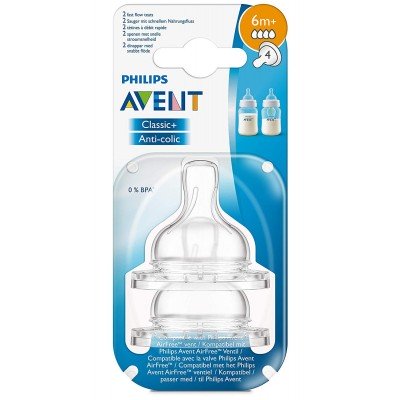 Philips Avent classic Anticolic Fast Flow Teats 2 Pack 6m+