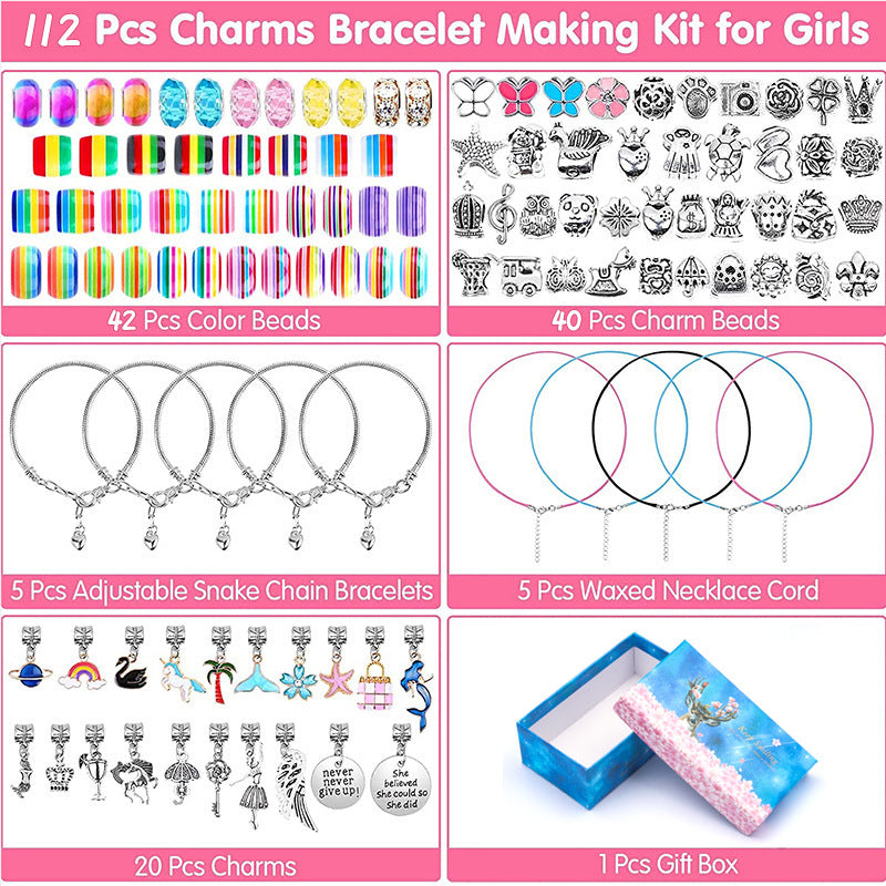 Pibi 112 Pieces Bracelet Kit with Charms Multicolor Age- 7 Years & Above 