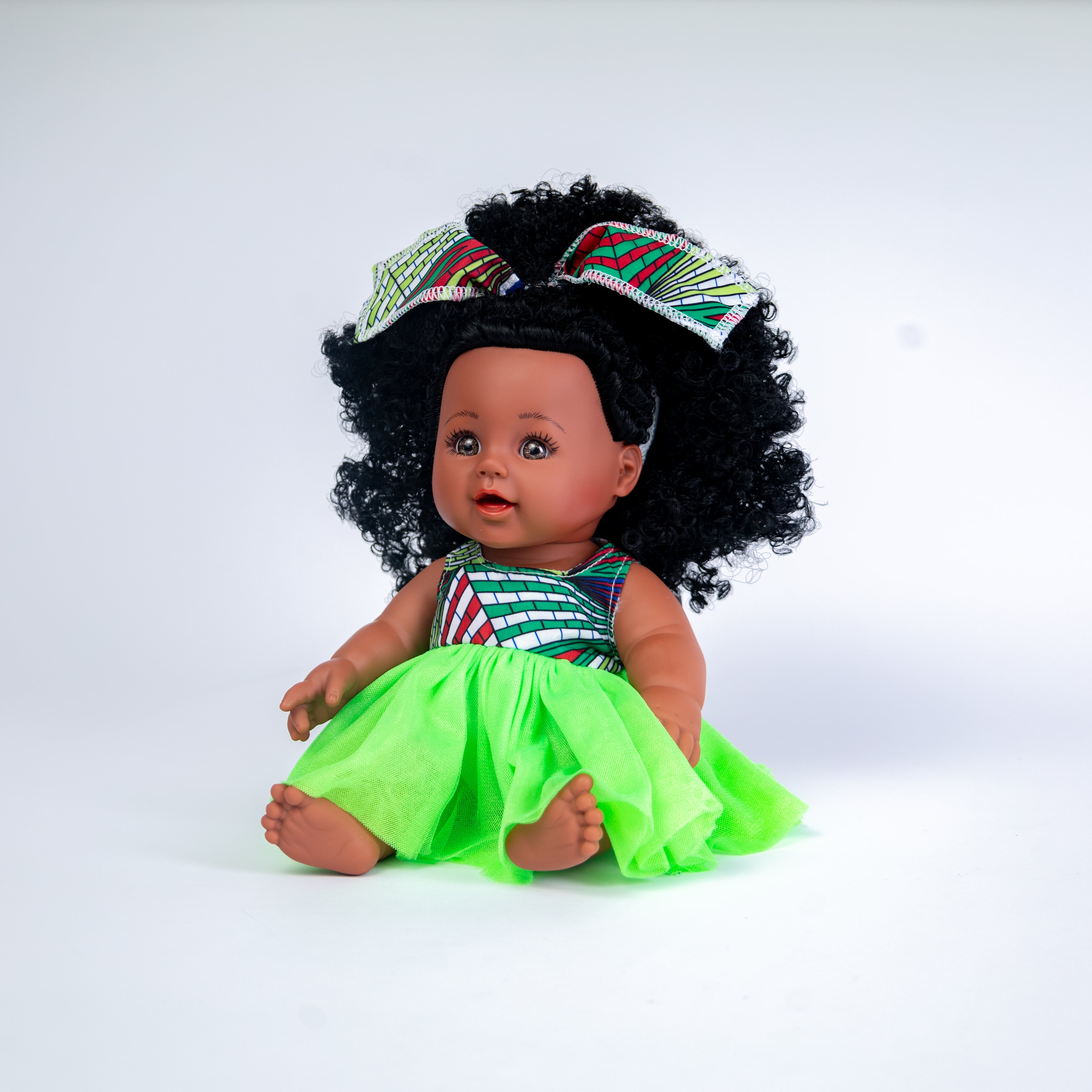 Pibi 12Inch Baby Kenyan Fashion Doll with Curly Hair Green Age 4