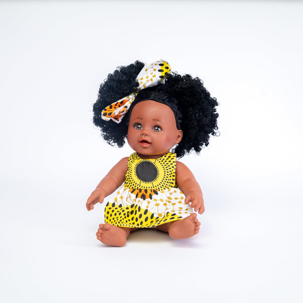 Pibi 12Inch Baby Kenyan Fashion Doll with Curly Hair Orange/Yellow