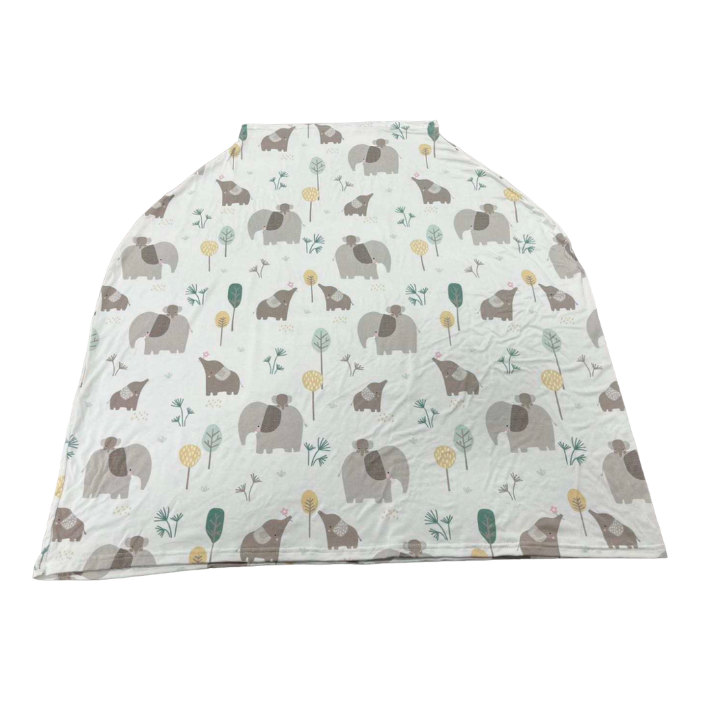 Pibi 2-in-1Elephants Printed  Baby Nursing Cover for Moms White/Grey