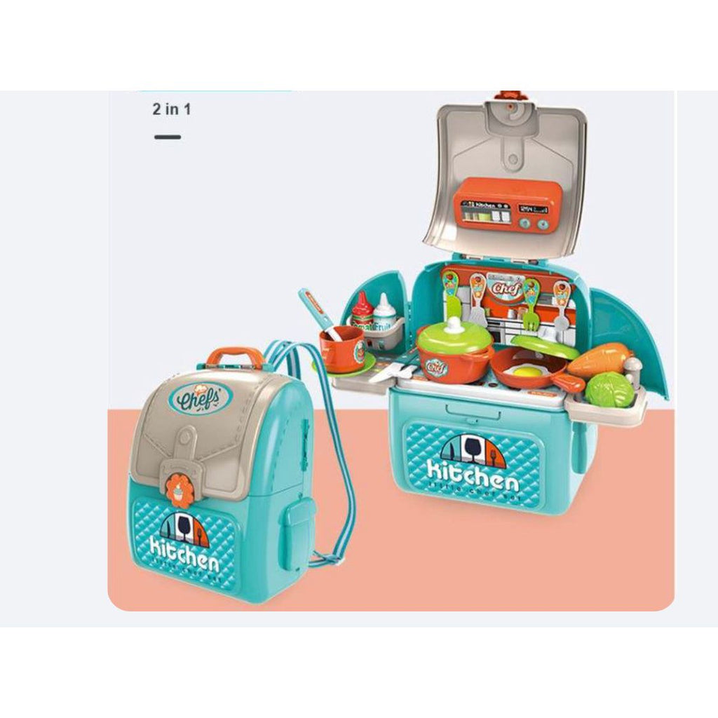 Pibi 2-in-1 Chef Boys Kitchen Set of 28 in a Bag Blue/Grey Age- 3 Years & Above