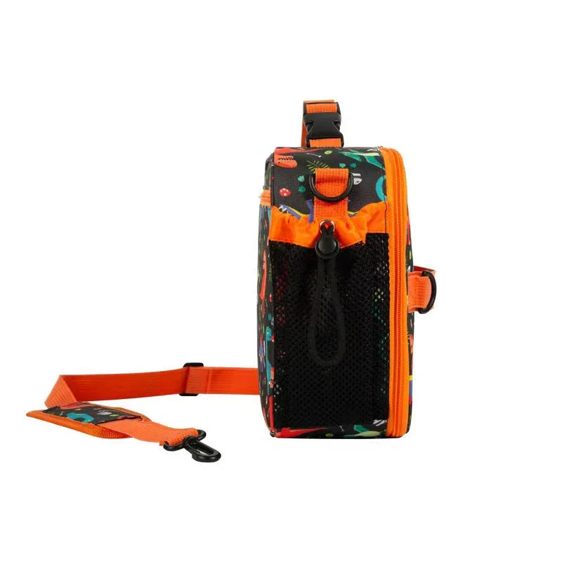 Pibi 2-in-1 Dinosaur Insulated bottle & Lunch Bag Navy Blue/Orange