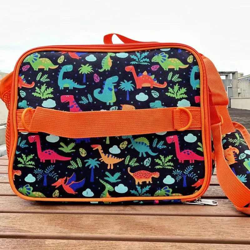 Pibi 2-in-1 Dinosaur Insulated bottle & Lunch Bag Navy Blue/Orange