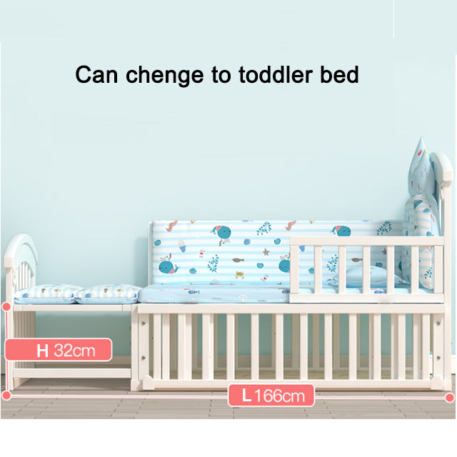 Pibi 3 in 1 Rocking Cot Cum Junior Bed White Age Newborn to 5