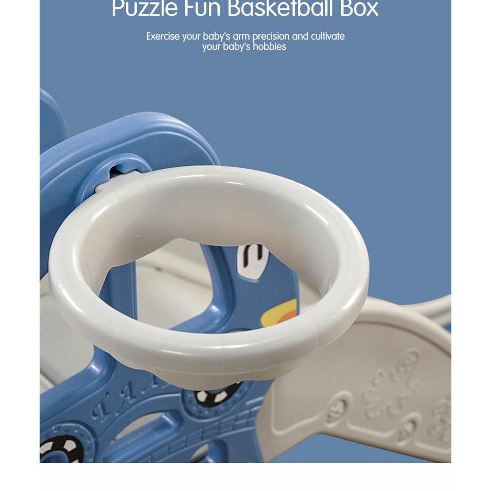 Pibi 3 in 1 Multifunctional Playset- Swing, Slide and Basketball Hoop Blue/Grey Age- 12 Months- 7 Years