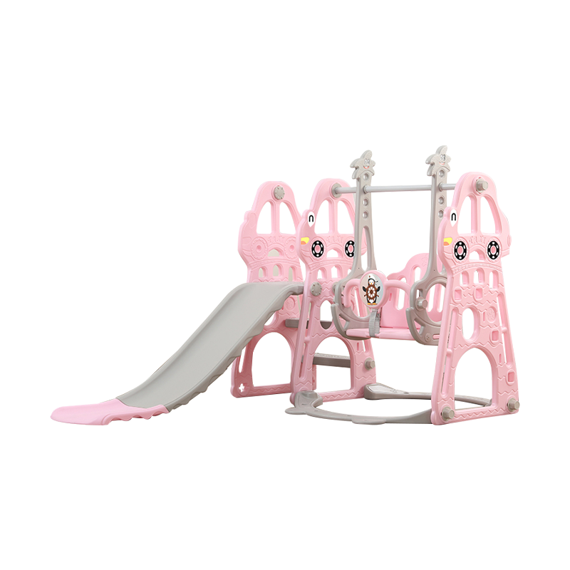 Pibi 3 in 1 Multifunctional Playset- Swing, Slide and Basketball Hoop Pink/Grey Age- 12 Months- 7 Years