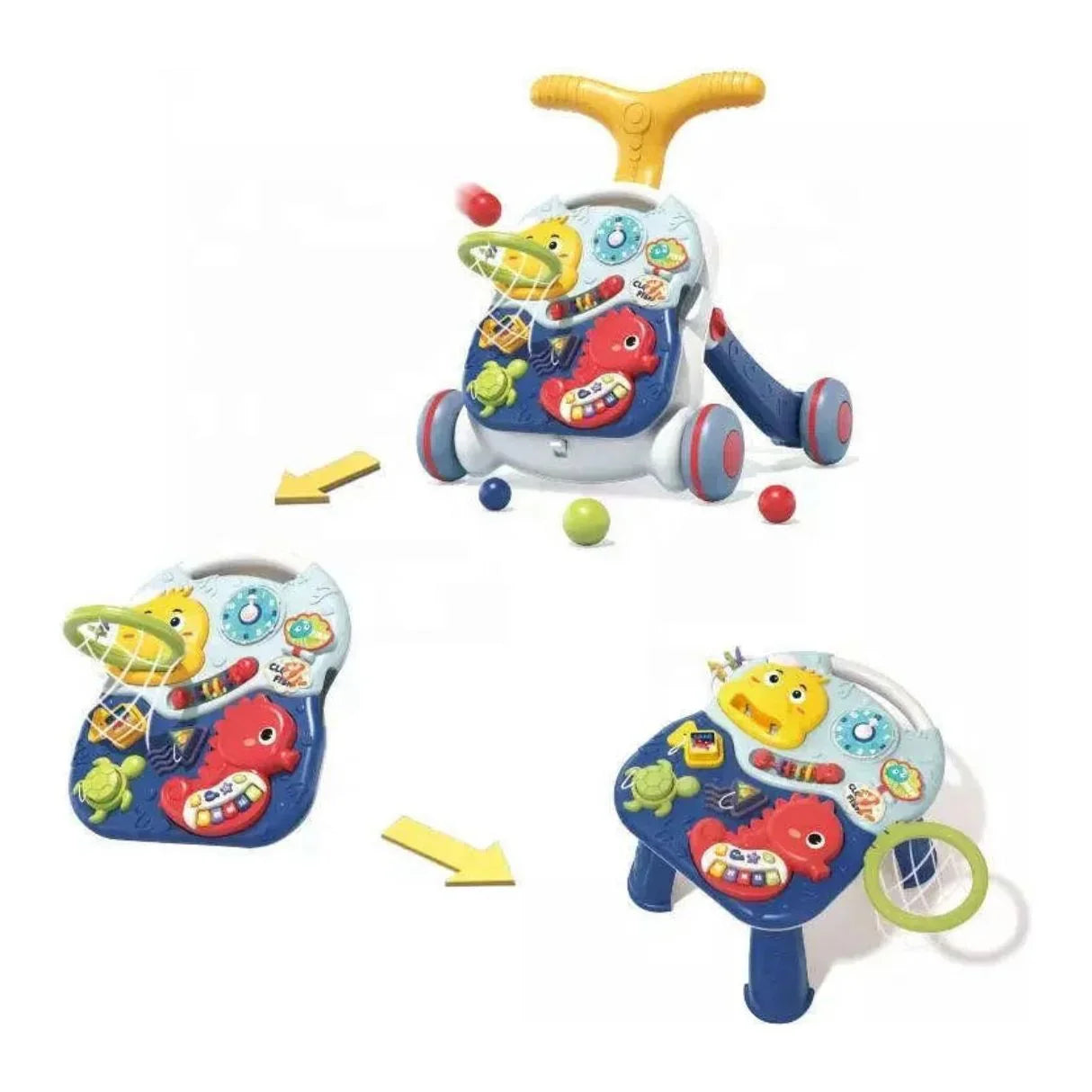Pibi 3 in 1 Sit to Stand Car Walker+Learning Table Multicolor Age- 12 Months & Above