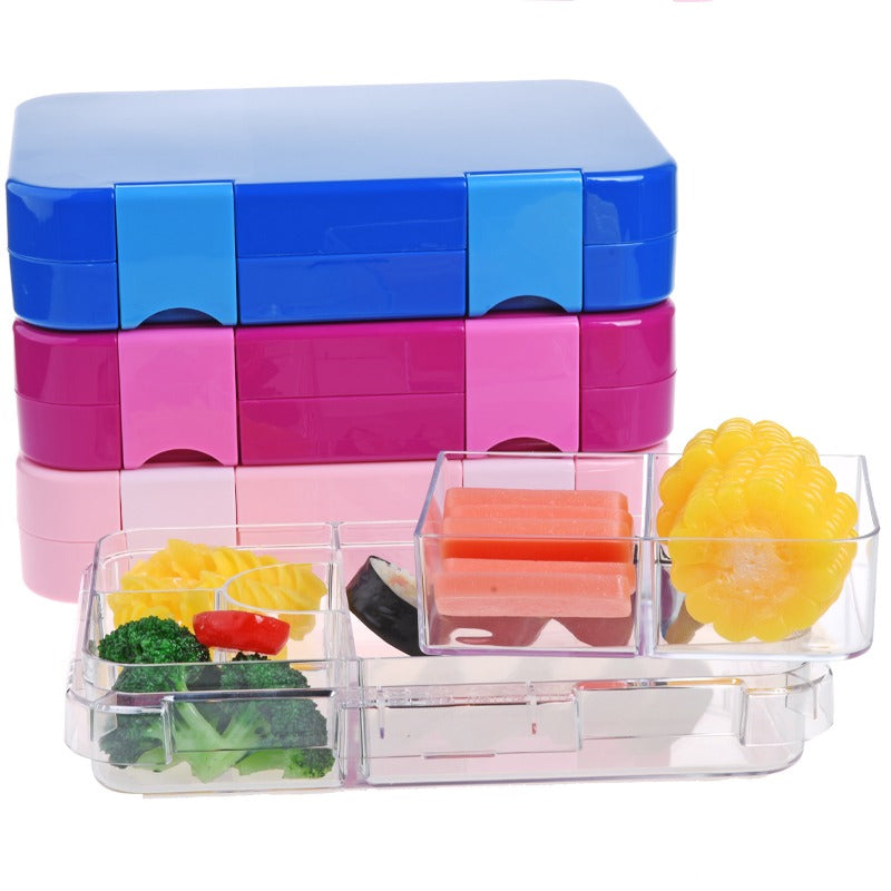 Pibi 4-6 Compartment Bento Lunch Box with Removable Tray Powder Pink Age- 3 Years & Above