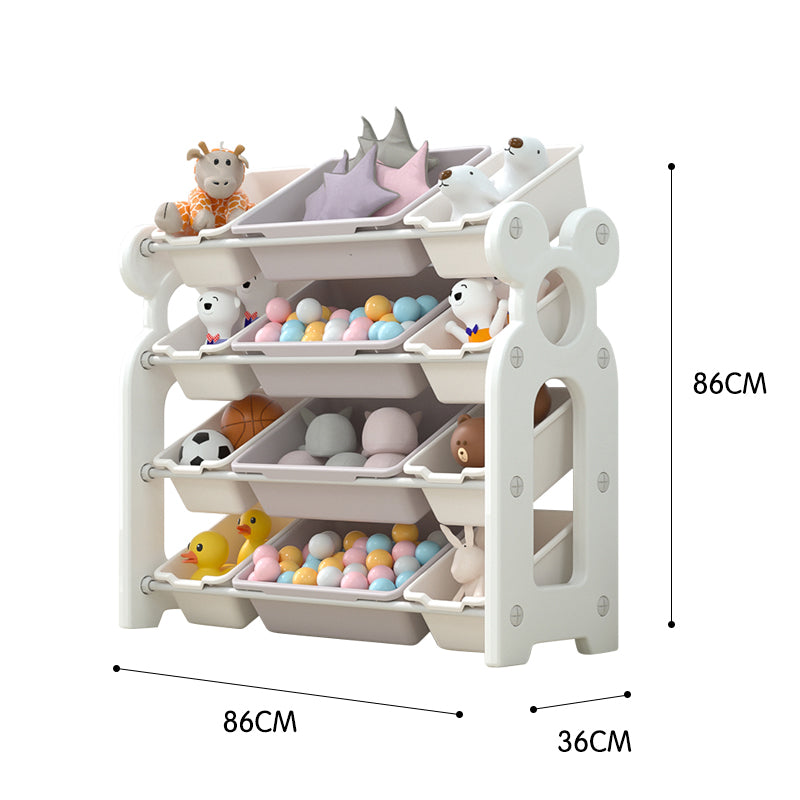 Pibi 4 Layer Storage Rack  with 12 Storage Boxes White Age- Newborn & Above