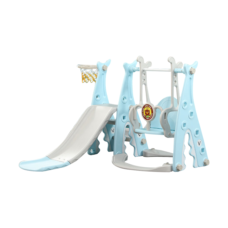 Pibi 4 in 1 Multifunctional Playset- Musical Swing, Slide, Star Early Education Machine and Basketball Hoop Light Blue/Grey Age- 12 Months- 6 Years