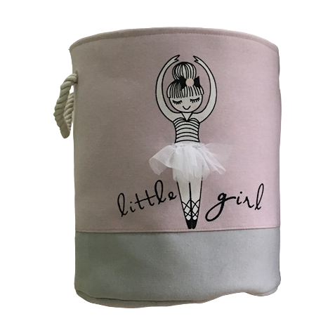 Pibi Adorable Ballerina Little Girl Laundry Bag/Toy Organizer (35 x 40 cm) Pink/Grey Age- Newborn & Above