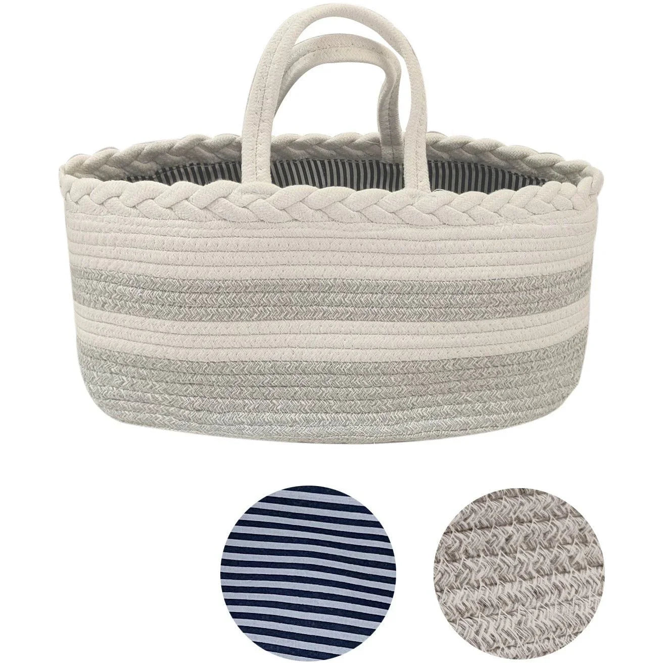 Pibi Cotton Rope Diaper Caddy White/Grey