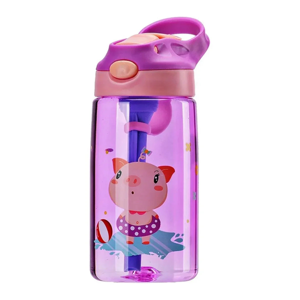 Pibi Cute Cartoon Tritan Sipper/ Water Bottle 480ml Purple Age- 12 Months & Above