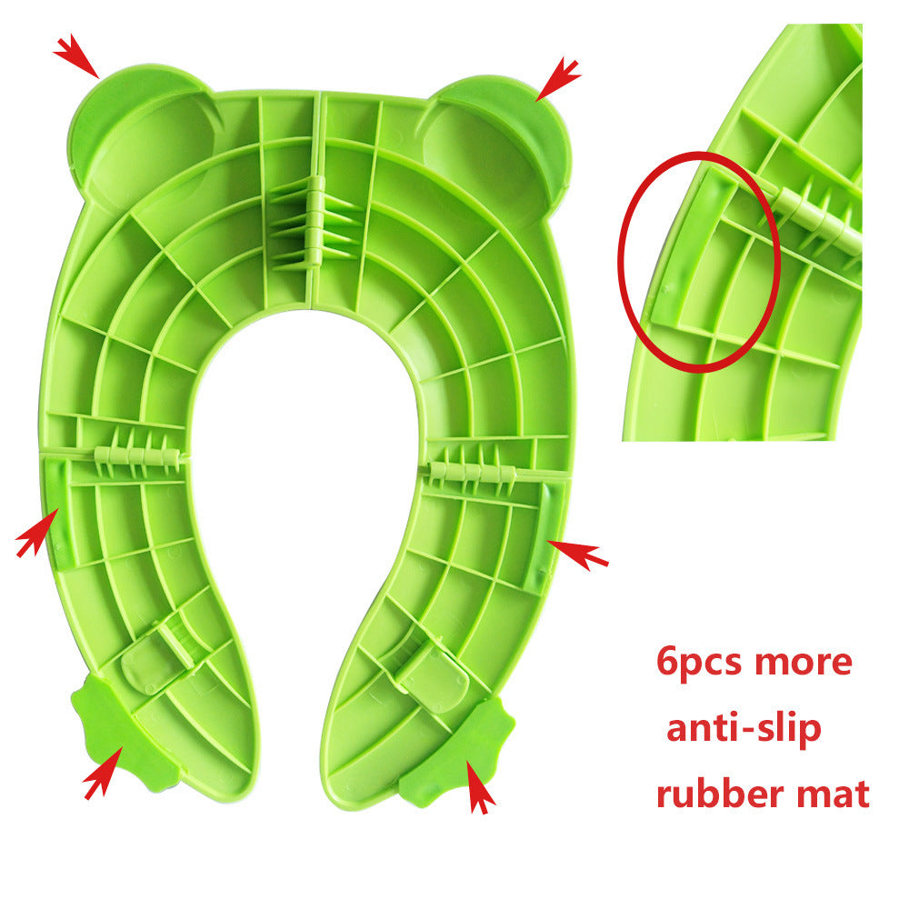 Pibi Cute Frog Foldable Potty Training Seat with Anti-Slip Function Green Age- 18 Months & Above