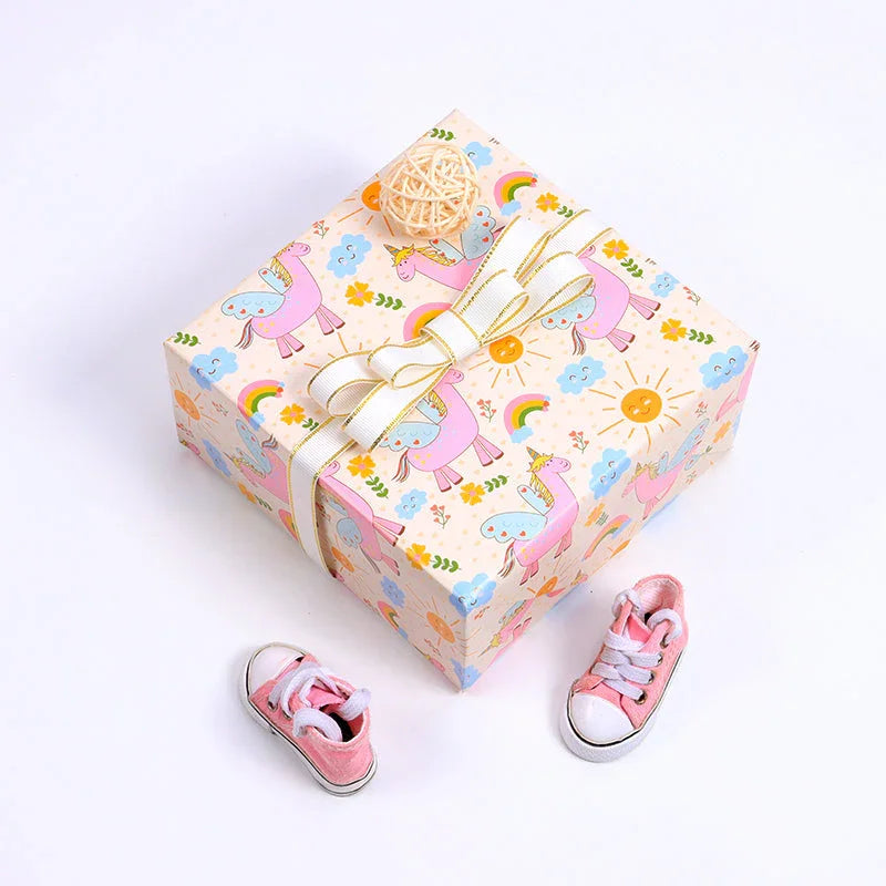 Pibi Cute Unicorn Rainbow Gift Wrapping Paper 50 x 70 cm Baby Pink