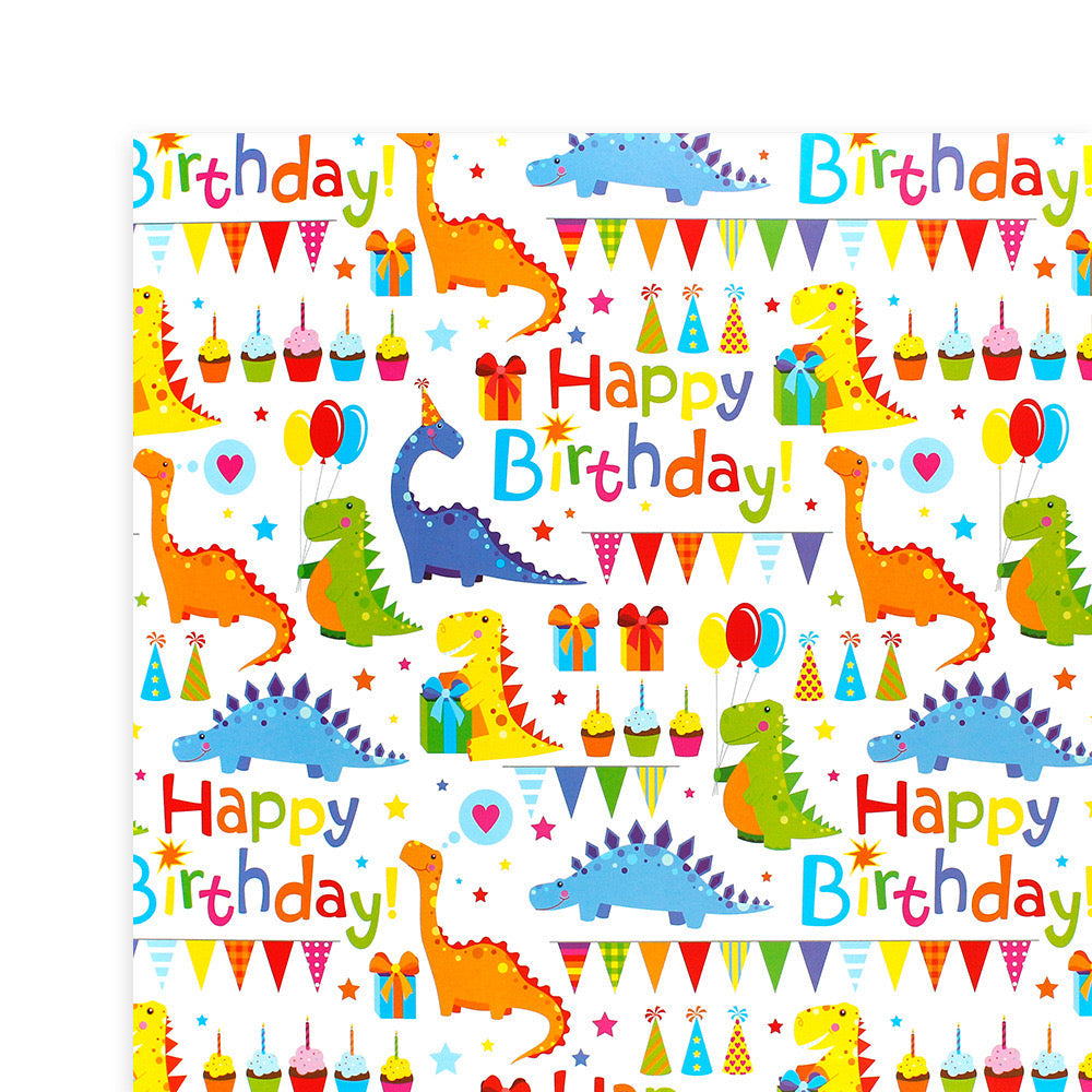 Pibi Dinosaur & Happy Birthday Gift Wrapping  Paper 50 x 70 cm Multicolor