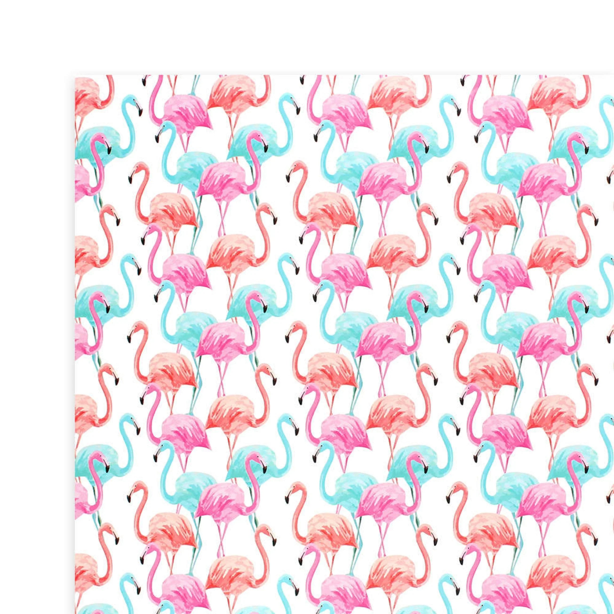 Pibi Flamingo Gift Wrapping Paper 50 x 70 cm White/Multicolor