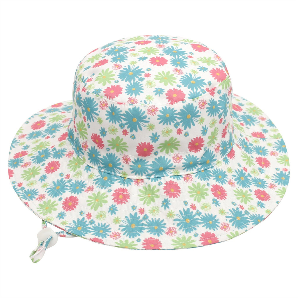 Pibi Floral Printed Kids UV Sun Protection Bucket Hat White/Blue/Green/Red Age- 12 Months & Above Age- 12 Months & Above