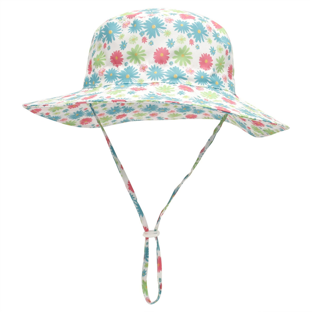Pibi Floral Printed Kids UV Sun Protection Bucket Hat White/Blue/Green/Red Age- 12 Months & Above Age- 12 Months & Above