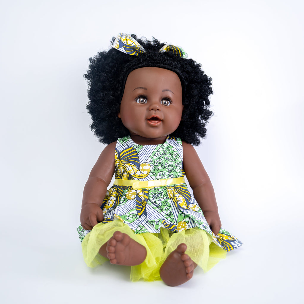 Pibi Girls 19-Inch Cute Kenyan Fashion Doll with Curly Hair Multicolor Age- 4 Years & Above