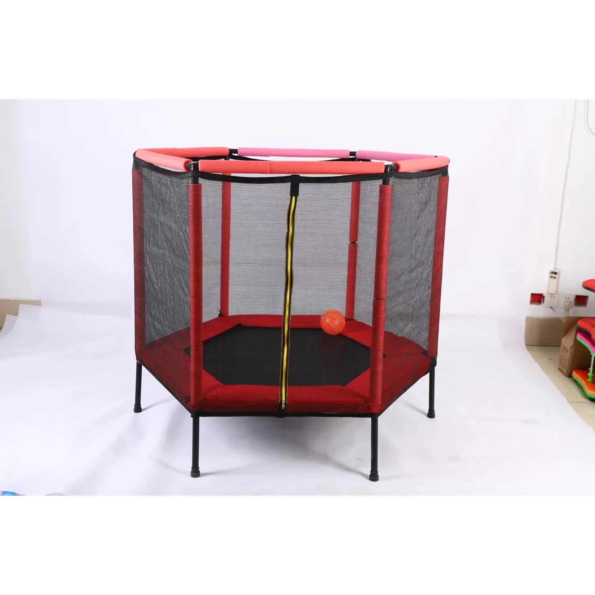 Pibi Hexagonal Jump & Bounce Trampoline 55 Inch/ 4.5 Feet Red/Black Age ...