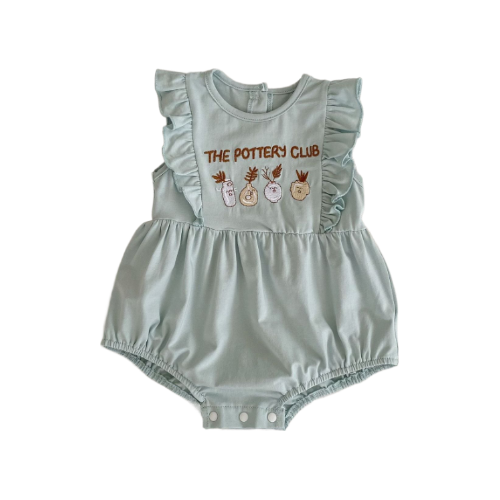 Pibi Infant Girls Pottery Club Embroidered Romper Blue 92597